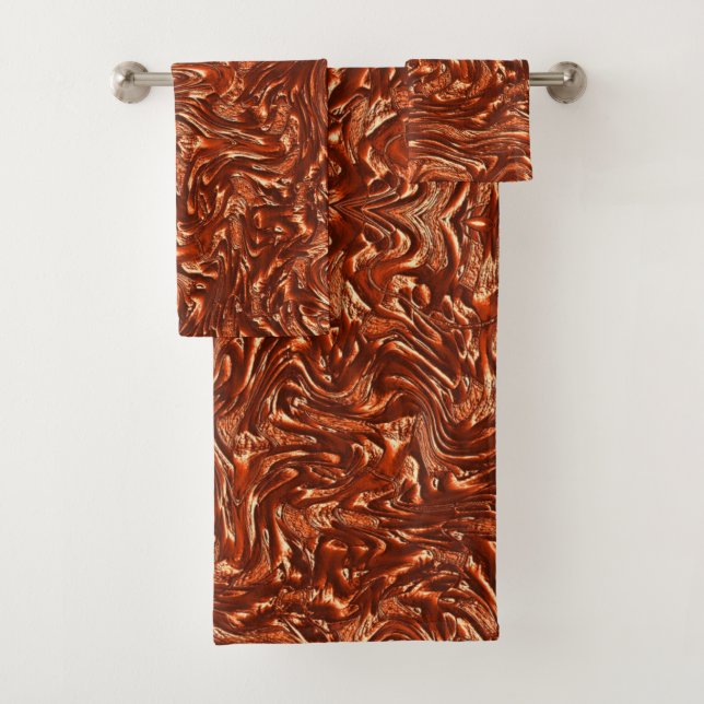 Textured brown terracotta bath towel set (Insitu)