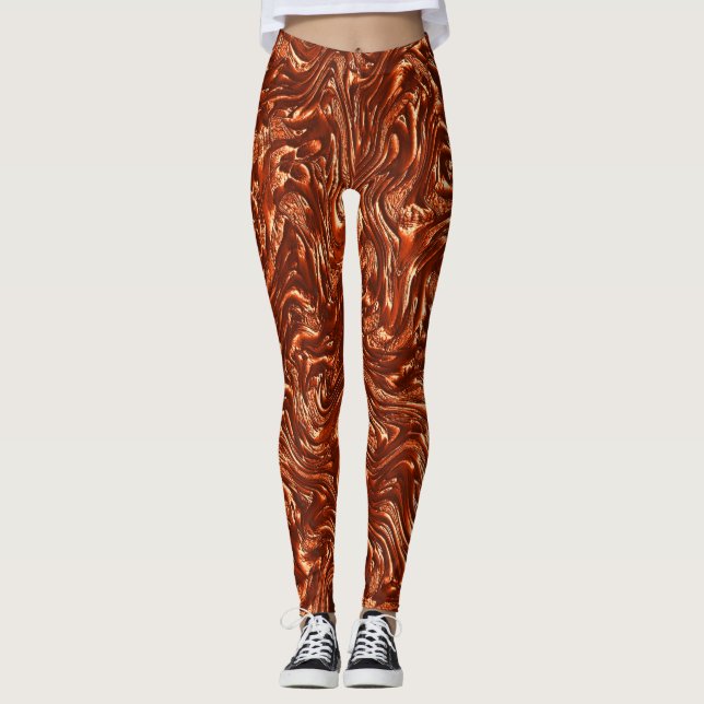 Textured brown terracotta leggings (Front)