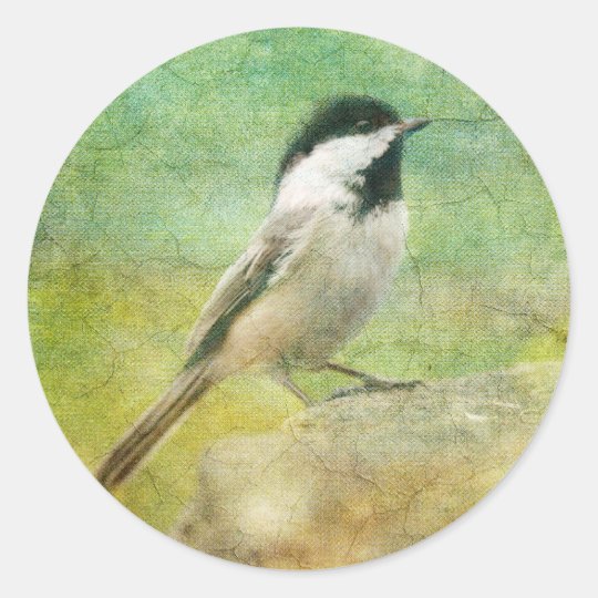Textured Chickadee Classic Round Sticker