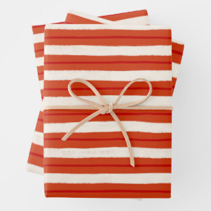 Textured Christmas holiday stripes in red & white Wrapping Paper Sheet