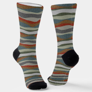 Textured Colourful Herringbone Striped Socks