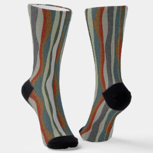Textured Colourful Herringbone Striped Socks
