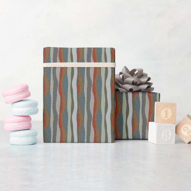 Textured Colourful Herringbone Striped Wrapping Paper (Baby Shower)