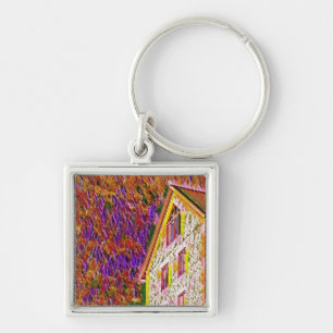 Textured colourful house keychain