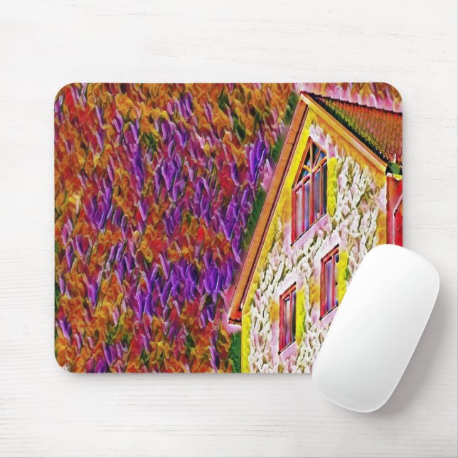 Textured colourful house mouse pad (With Mouse)