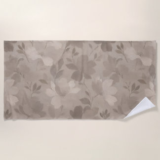 Textured Contemporary Flower Silhouettes Beach Towel