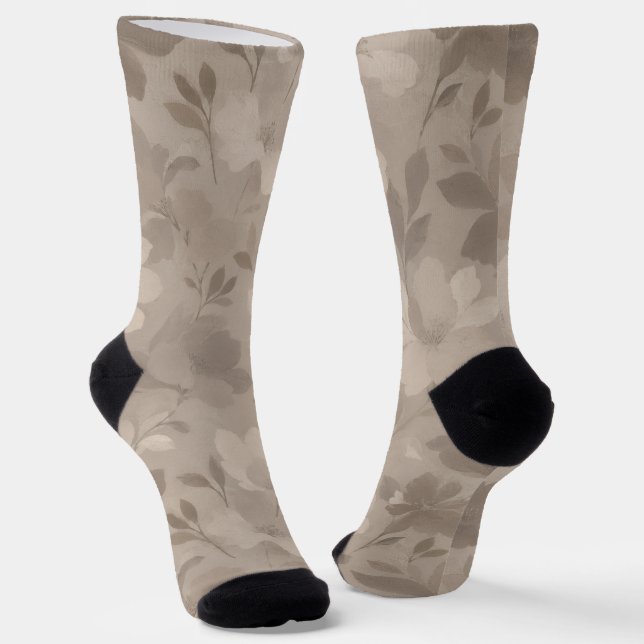 Textured Contemporary Flower Silhouettes Socks (Angled)