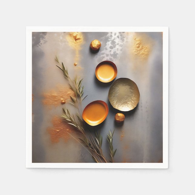 Textured Copper and Ochre Metal Napkin (Front)