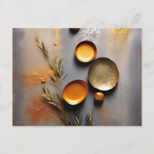 Textured Copper and Ochre Metal Postcard