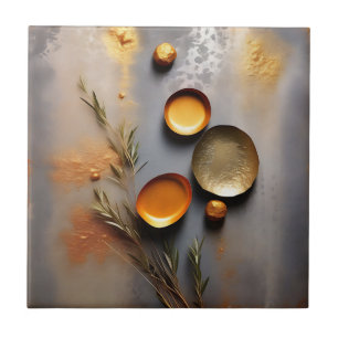 Textured Copper and Ochre Metal Tile