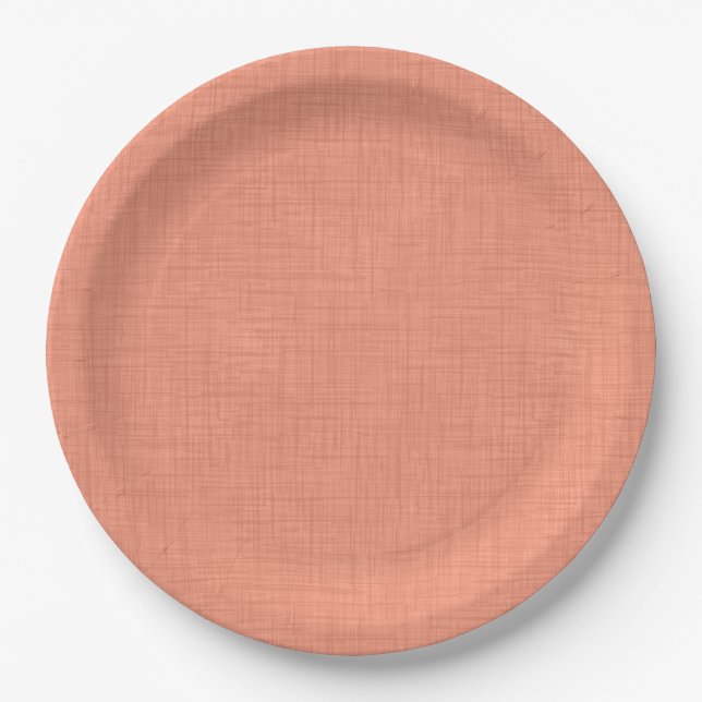Textured coral "soothing coral".  popular solid  paper plate (Front)
