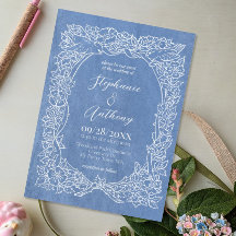 Textured Cornflower Blue Wildflower Bird Wedding