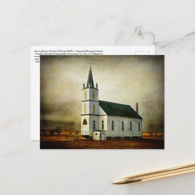 Textured Country Church Postcard (Front/Back In Situ)