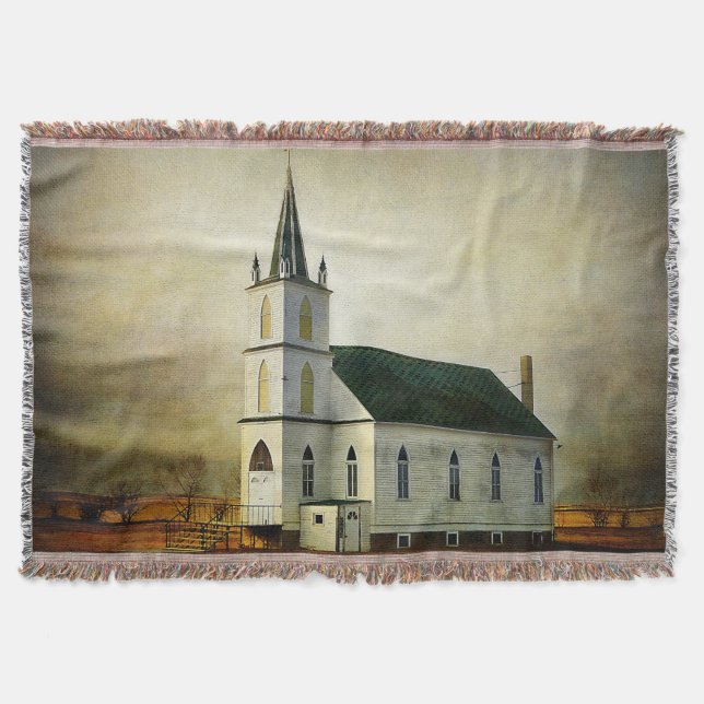 Textured Country Church Throw Blanket (Front)