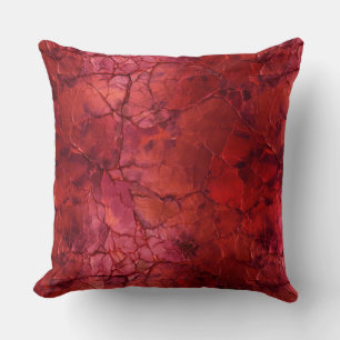 Textured , Cracks Vains in Deep Red Throw Pillow
