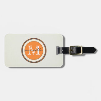 Textured Cream Background Orange Monogram Luggage Tag