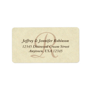 Textured Cream Return Address Label Monogram