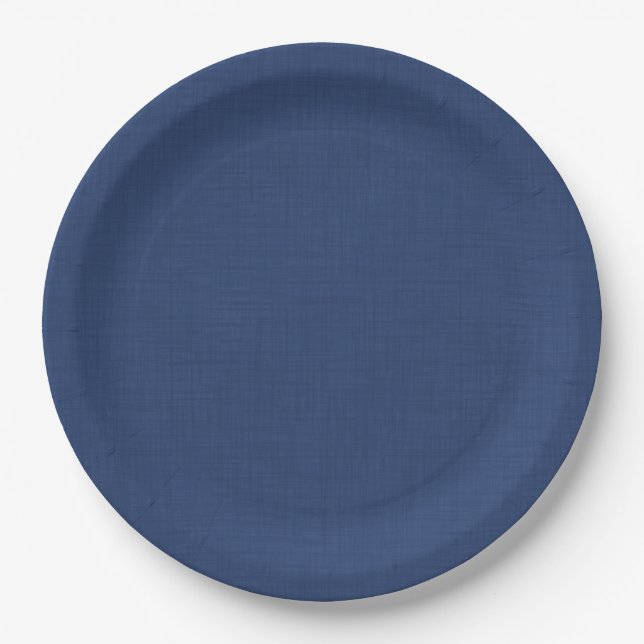 Textured dark Blue  Paper Plate (Front)