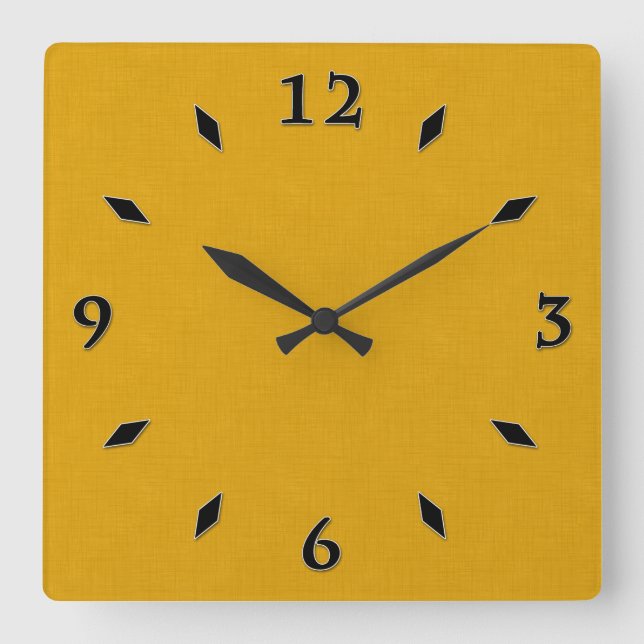 Textured  Dark Gold Square Wall Clock (Front)