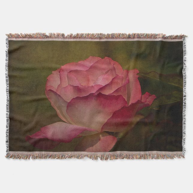 Textured Deep Pink Rose Throw Blanket (Front)