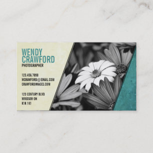 Textured Diagonal Stripe with Photo - Teal Business Card