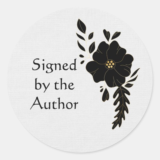 Textured effect black rose bookplate classic round sticker (Front)