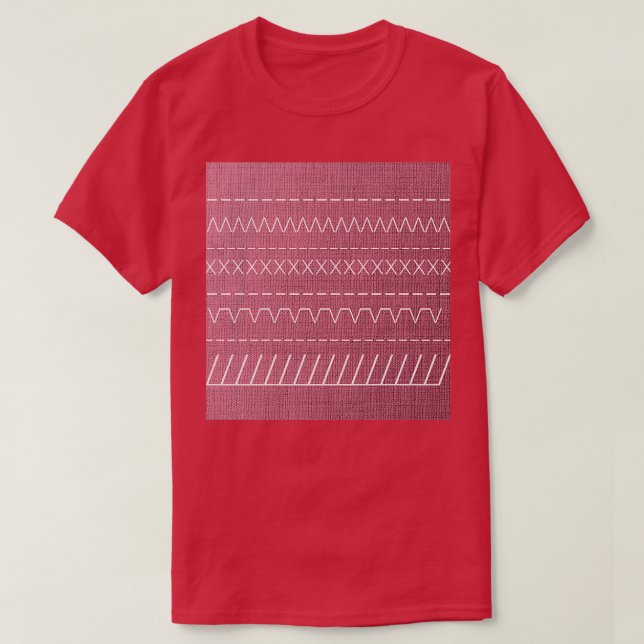 Textured Fabric Effect Sewing Stitches Pattern Cla T-Shirt (Design Front)