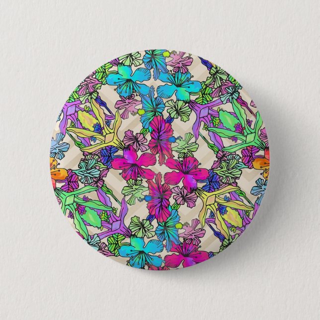 Textured Flower Art 2 Inch Round Button (Front)