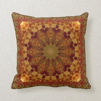 Textured Framed Rust And Gold Mandala Throw Pillow