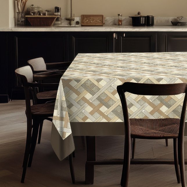 Textured Geometric Tablecloth in Calm Neutrals (Textured Geometric Tablecloth in Calm Neutrals)