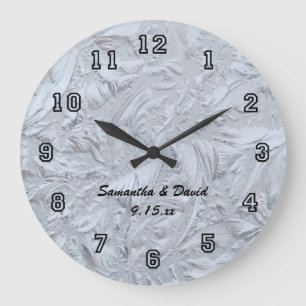 Textured Glass Personalized Wedding Large Clock