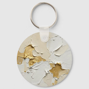 Textured Gold Impasto Abstract Neutral Keychain