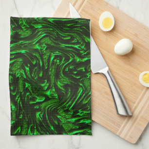 Textured grain metallic green kitchen towel
