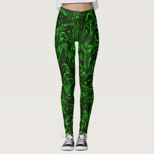 Textured grain metallic green  leggings