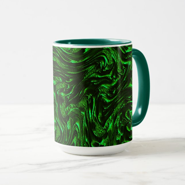 Textured grain metallic green mug (Front Right)
