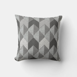 Textured gray geometric. throw pillow