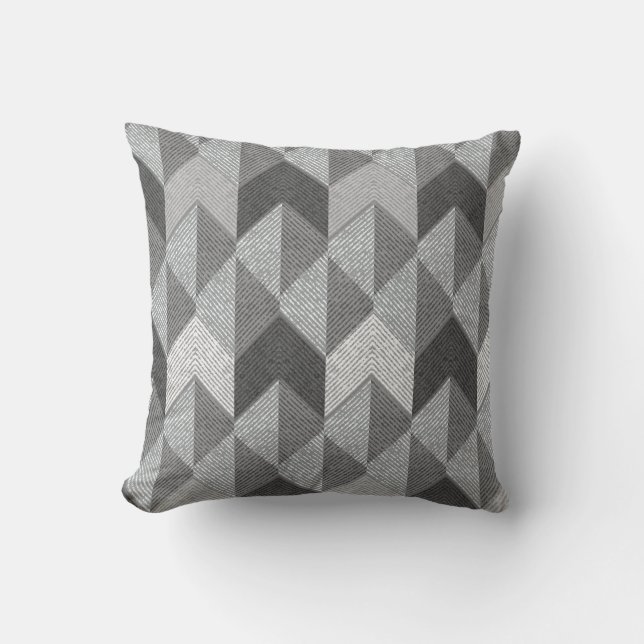 Textured grey geometric. throw pillow (Front)