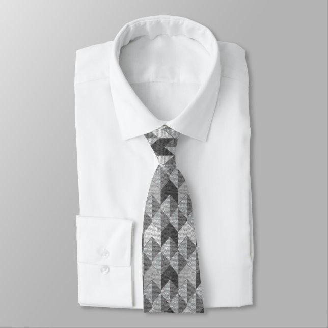 Textured grey geometric.  tie (Tied)