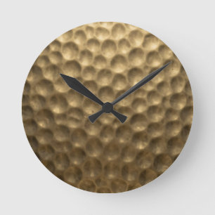 Textured Hammered Metal Bubbles Gold Round Clock