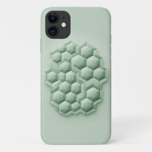 Textured Hexagons, Geometric Phone Case, Mint Gree iPhone 11 Case