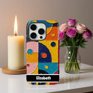 Textured Impasto Abstract Geometric Smartphone iPhone 16 Pro Case