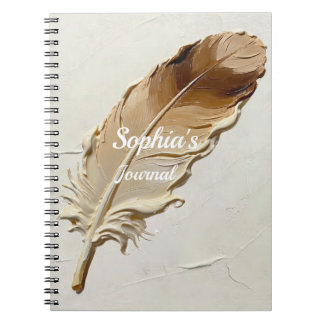 Textured Impasto Feather Beige Neutral Custom Notebook