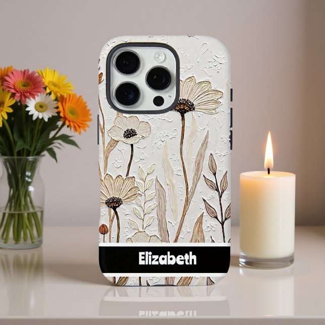 Textured Impasto Neutral Floral Smartphone Case-Mate iPhone Case (Creator Uploaded)