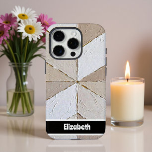 Textured Impasto Neutral Geometric Smartphone iPhone 16 Pro Case