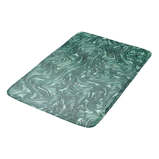 Textured jade and cyanish green shades bath mat (Angled)