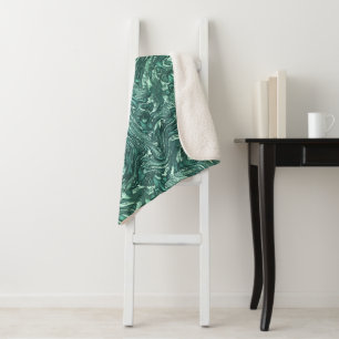 Textured jade and cyanish green shades sherpa blanket