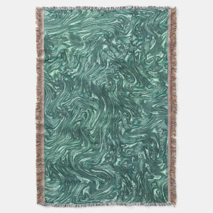 Textured jade and greenish cyan shades throw blanket