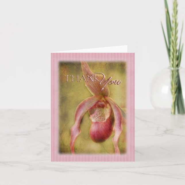 Textured Lady Slipper Orchid Note Card (Front)