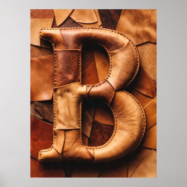 Textured Leather Patchwork “B” Monogram Poster (Front)