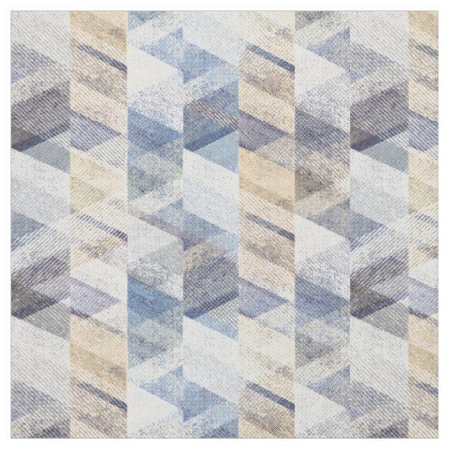 Textured light blue, beige zigzag  fabric (Swatch)